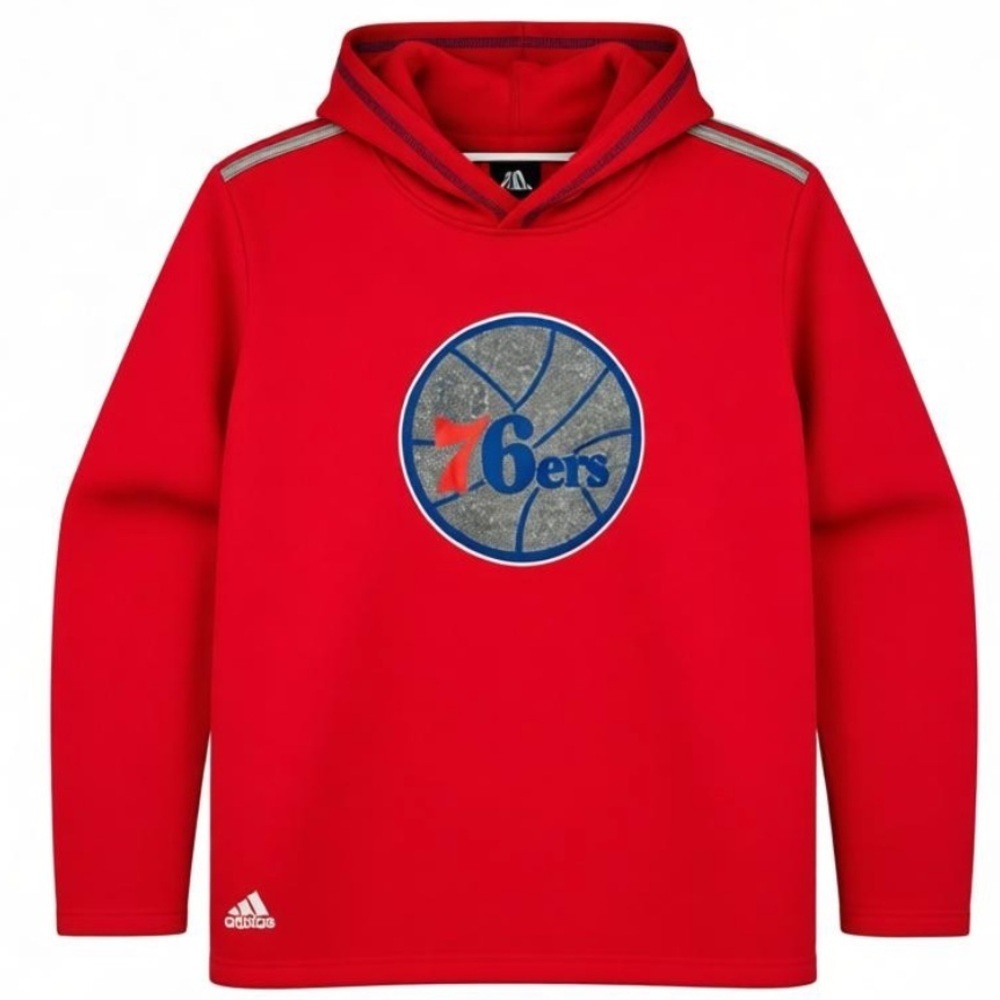 Adidas Kids Philadelphia 76ers Red Basketball Hoodie Size Medium (10-12)